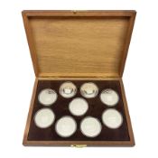 The Birmingham Mint 'The Queens Of The British Isles' sterling silver hallmarked nine medal set
