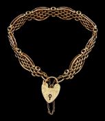 9ct rose gold fancy gate link bracelet