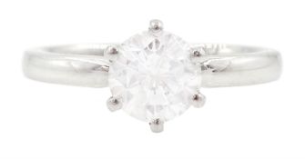 Platinum single stone round brilliant cut diamond ring