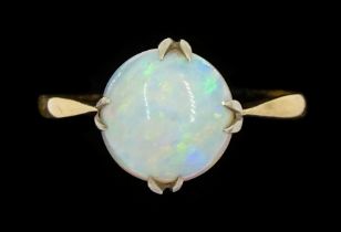 Early 20th century 9ct gold single stone opal ring