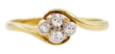 Gold four stone old cut diamond ring
