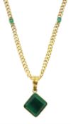 Gold single stone square cut emerald pendant