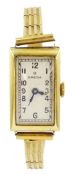 Omega 18ct gold rectangular manual wind wristwatch