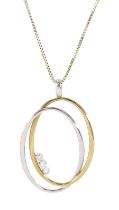 9ct white and yellow gold three stone diamond pendant