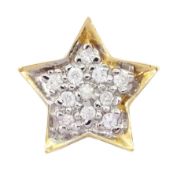 14ct gold pave set diamond star pendant