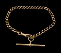 9ct gold curb link bracelet with T bar