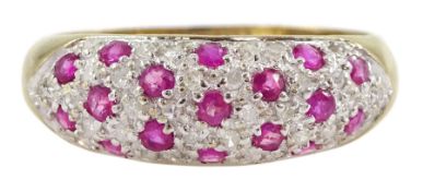 9ct gold pave set ruby diamond ring