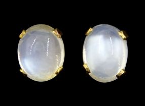 Pair of rose gold moonstone stud earrings