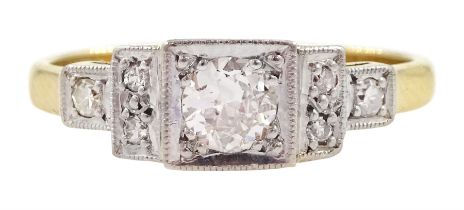 Art Deco milgrain set old cut diamond stepped design ring by Henry Griffith & Sons Ltd