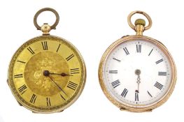 Two early 20th century 14ct gold cylinder pocket watches