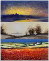 Mike Nance (British Contemporary): 'Hazy Morning' 'Sunset' and 'Poppies'