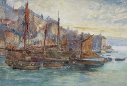 English School (Early 20th Century): Fishing Boats in Whitby Harbour