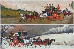Philip Henry Rideout (British 1860-1920): Coaching Scenes in Summer and Winter