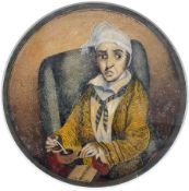 Victorian Primitive School (19th century): Portrait of a Man with Bed Cap and Coffee