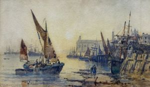 Robert Ernest Roe (British 1852-c1921): Boats in a Harbour