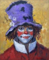Continental School (Late 20th Century): Purple Hatted Clown