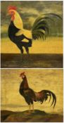 English School (20th Century): Roosters