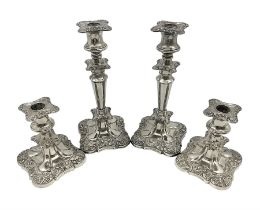 Set of four Early 20th century silver plated candlesticks
