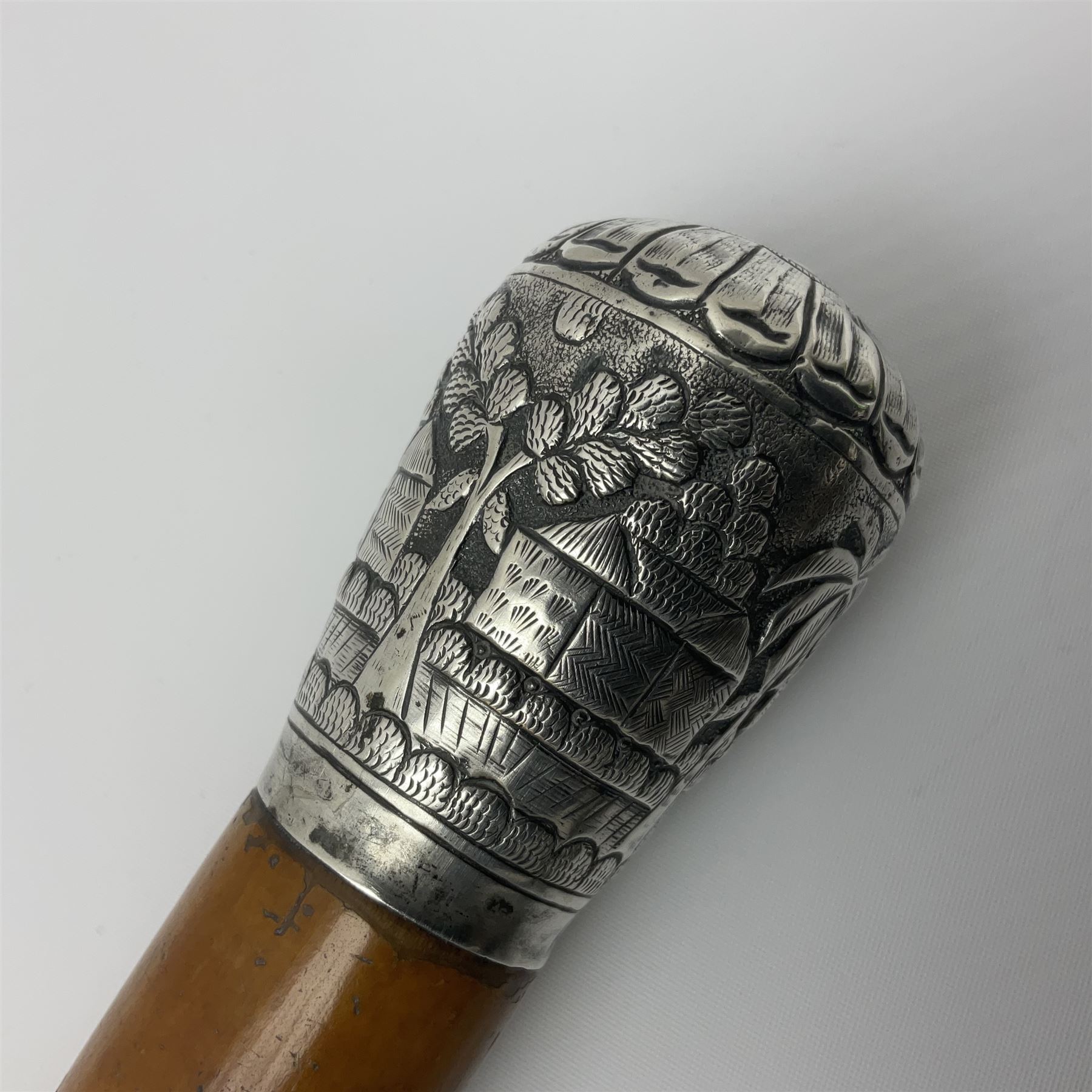 Malacca walking cane mounted with continental silver cap - Image 8 of 16