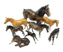 Eight Beswick horses