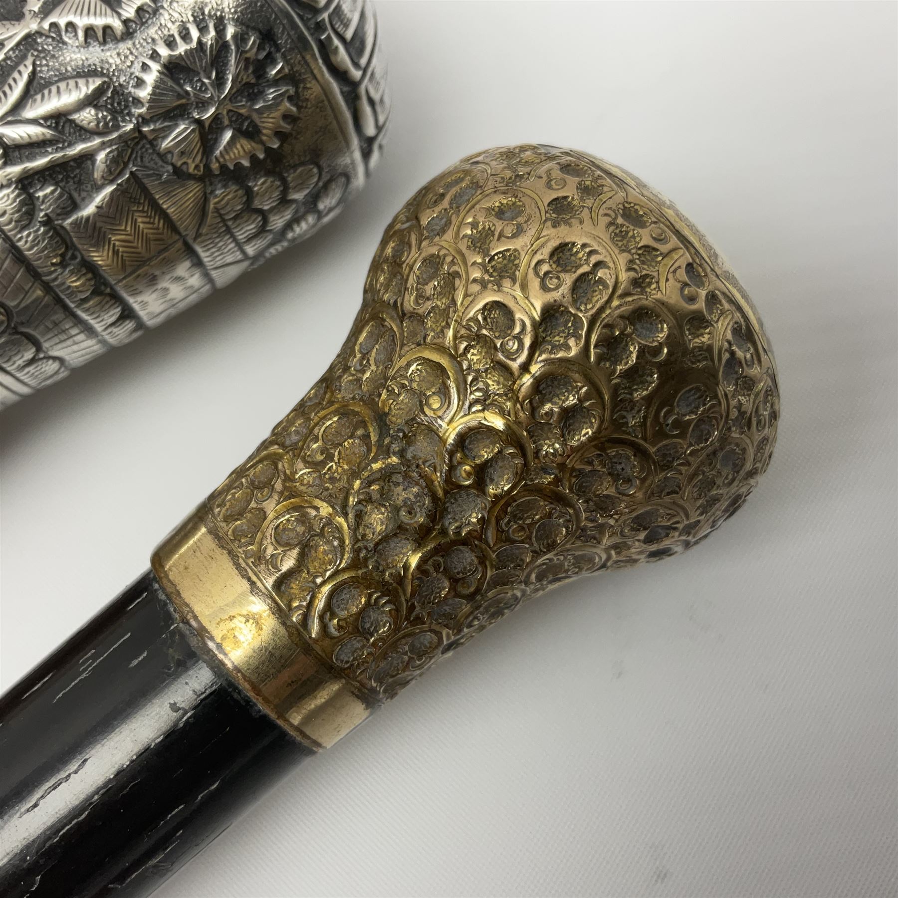 Malacca walking cane mounted with continental silver cap - Image 2 of 16