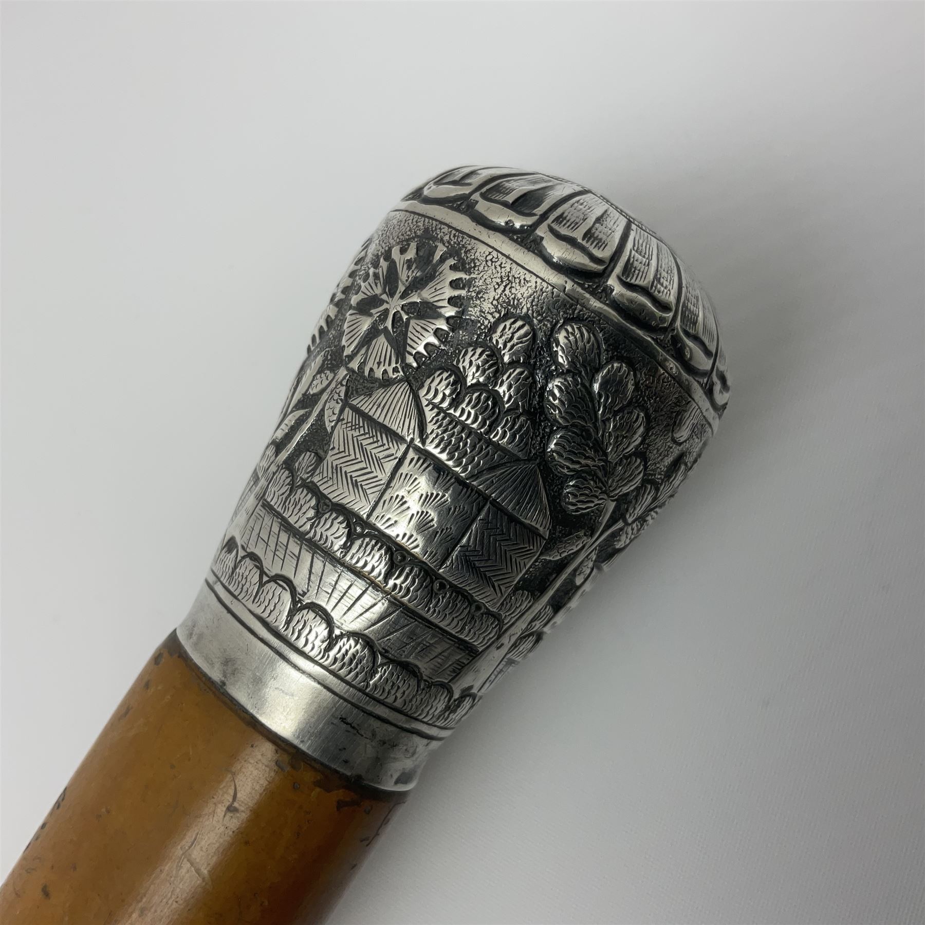 Malacca walking cane mounted with continental silver cap - Image 9 of 16