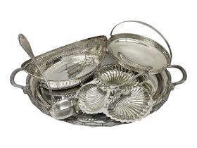 Large silver plated oval tray