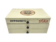 Mid 20th century Dewhurst's 'Sylko' advertising counter top three drawer chest