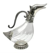 Silea silver plate mounted glass claret jug