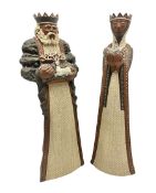 Leonard Stockley; two studio pottery figures modelled as a king and queen