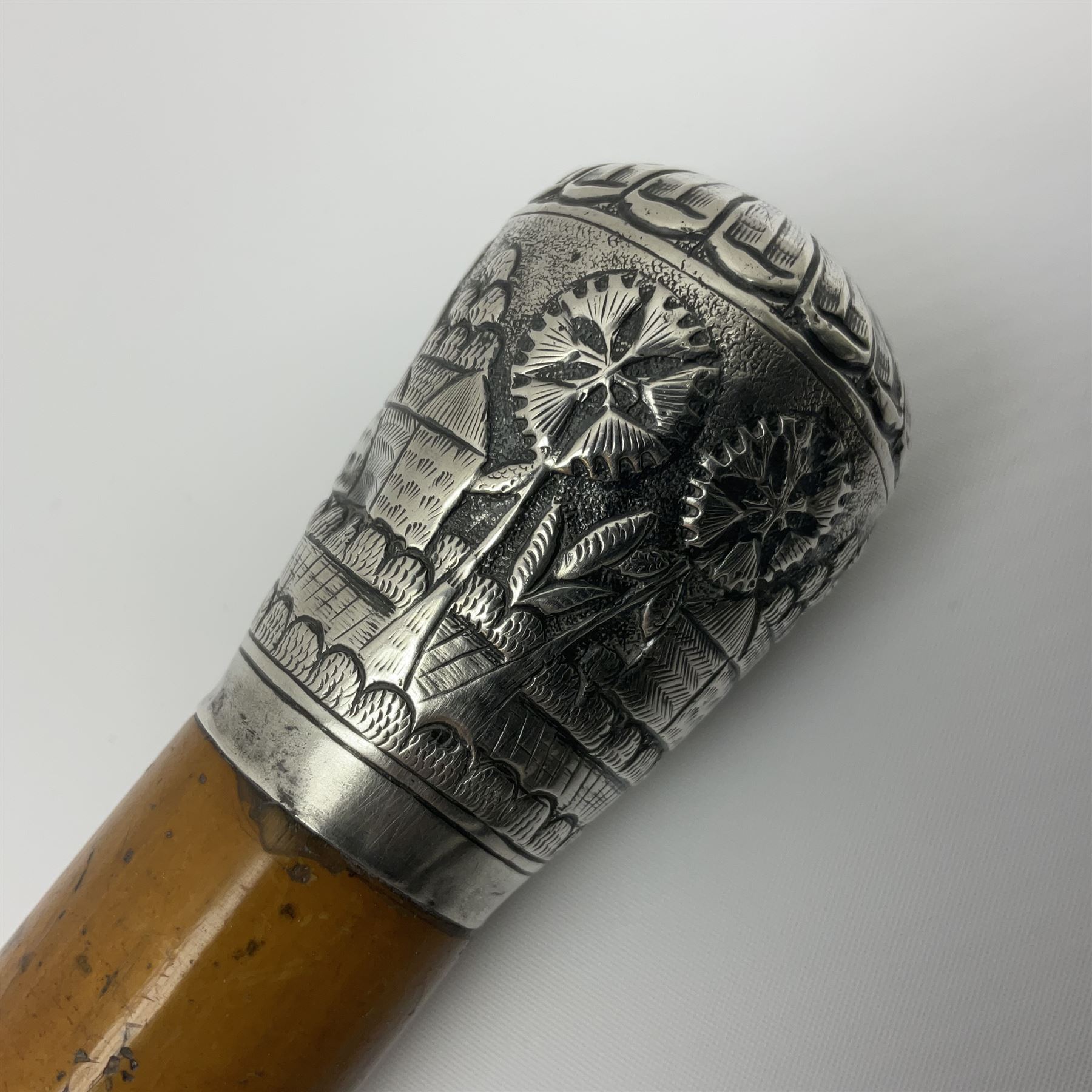 Malacca walking cane mounted with continental silver cap - Image 6 of 16