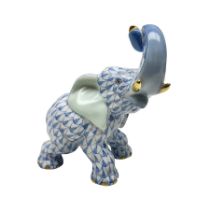 Herend blue fishnet Elephant no. 15266