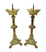 Pair of gilt metal pricket candlesticks