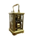 French - small 8-day striking carriage clock with alarm and repeat functions