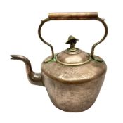 Engraved copper kettle