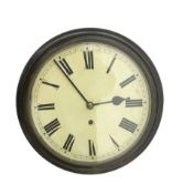 English - early 20th century 8-day wall clock with a stained mahogany wooden dial bezel and a 12" pa