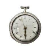 George III silver pair cased verge fusee pocket watch by Harry Niblett