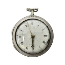 George III silver pair cased verge fusee pocket watch by Harry Niblett