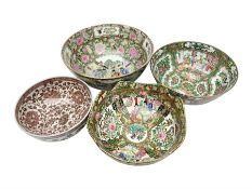 Three Chinese Famille Rose bowls