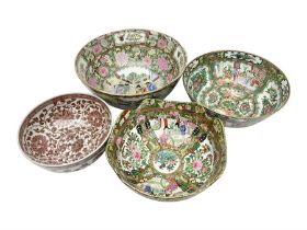 Three Chinese Famille Rose bowls