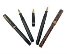 Four fountain pens each with 14ct gold nibs