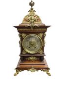 Lenzkirch - Edwardian German 8-day mantle clock in an oak case with brass mounts and a pierced dome