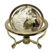 Polished hardstone terrestrial globe