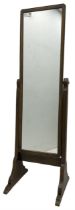 20th century oak framed cheval mirror