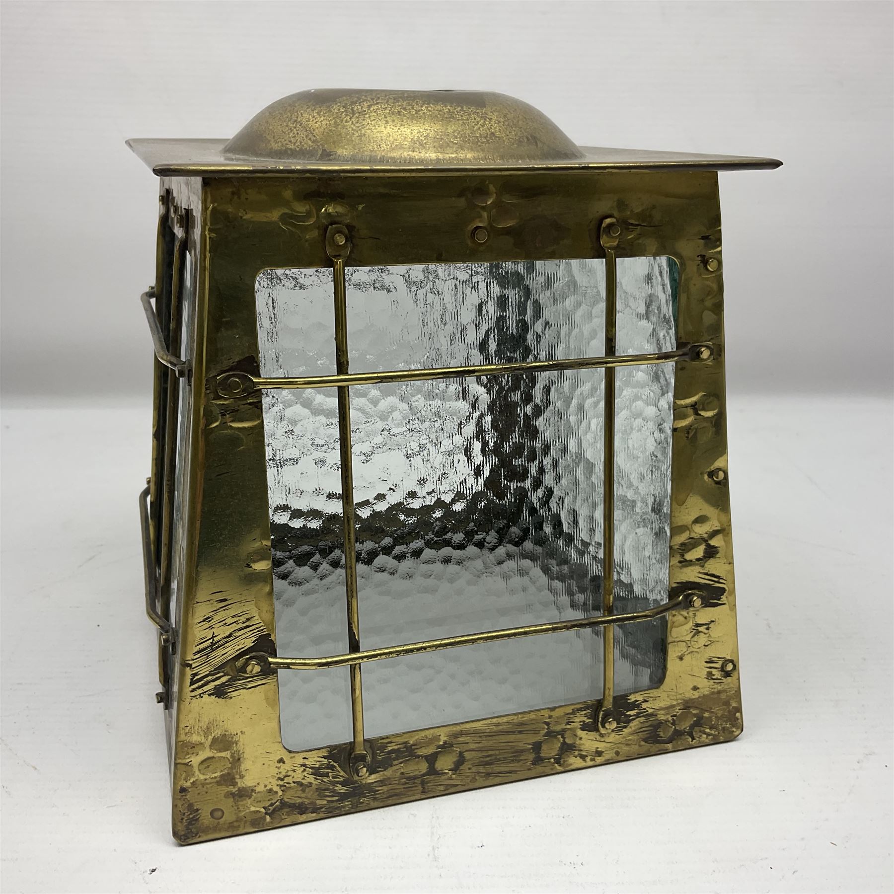 Arts & Crafts style brass porchlight/lantern shade - Image 5 of 7