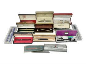 Collection of Parker ball point pens and similar examples by Sheaffer