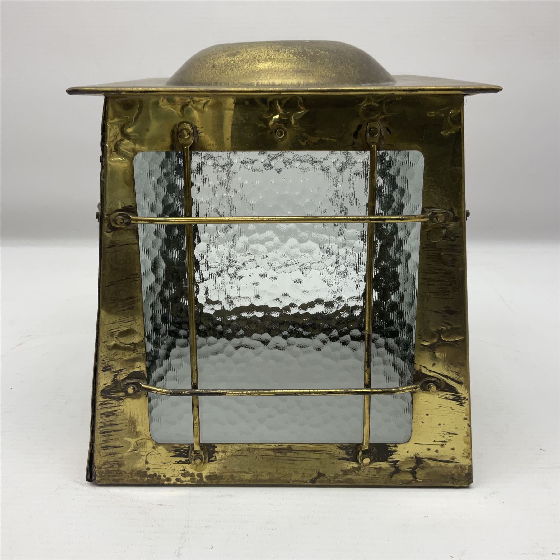 Arts & Crafts style brass porchlight/lantern shade - Image 2 of 7