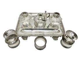 Silver plated desk stand and chamberstick
