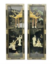 Two 20th century Chinese lacquered wall plaques