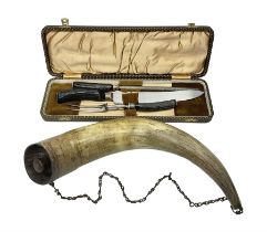19th century horn powder flask